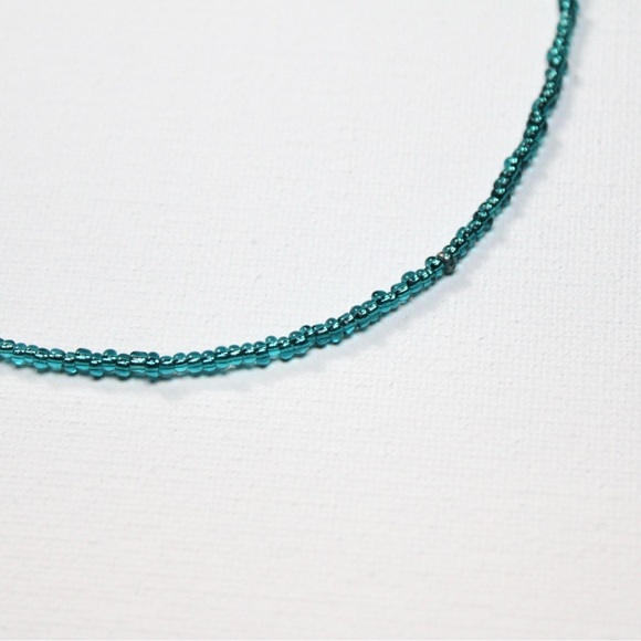 Blue Seed Bead Choker Beaded Necklace - Picture 4 of 7